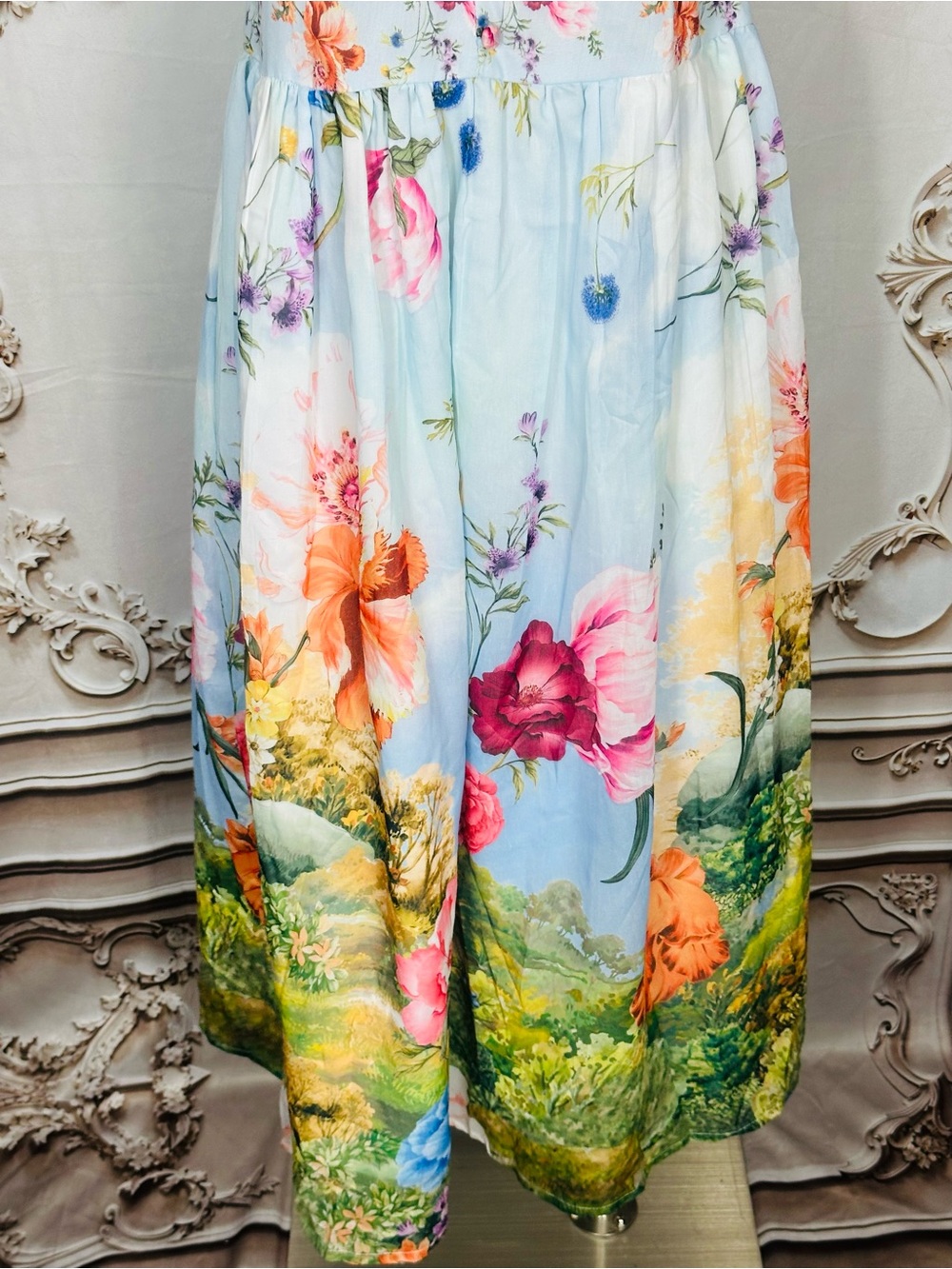 Billabong Pastel Blue Floral Sweetheart Maxi Dress - Picture 3 of 13
